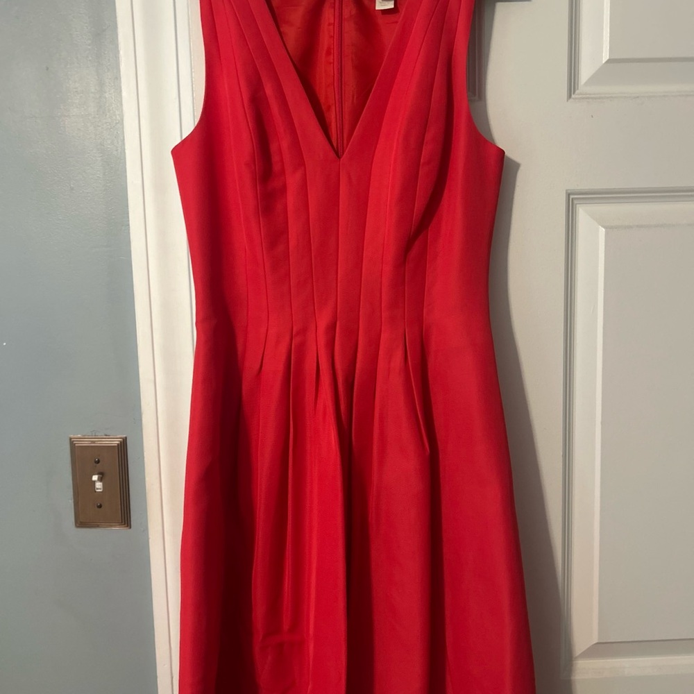 J. Crew Red Pleated A-Line Mini Dress